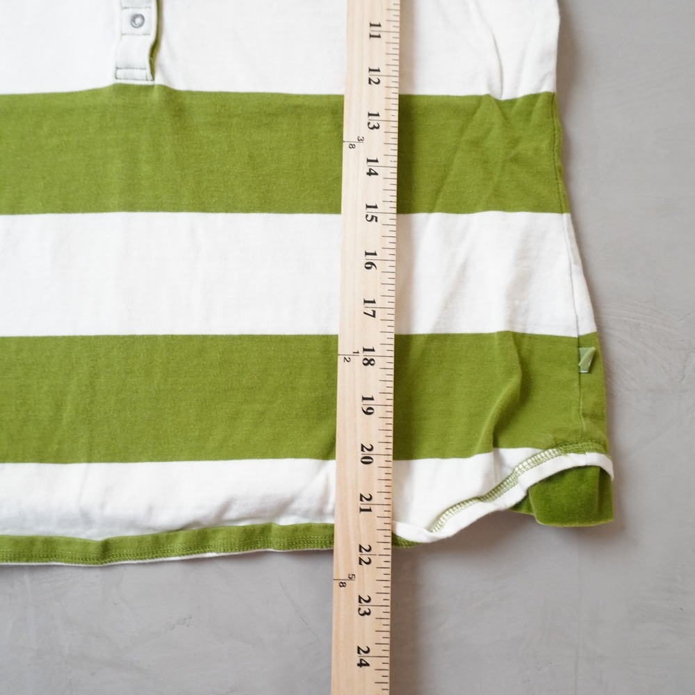 Liz Claiborne Womens XL Green White Striped Long Sleeve Polo Shirt Casual Cotton - Picture 5 of 6